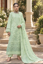 D-07 | Mint Green Embroidered Karandi 3-Piece Suit with Shawl