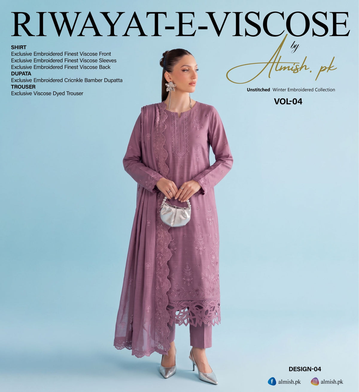 Riwayat-e-Viscose – Winter Embroidered 3-Piece Suit