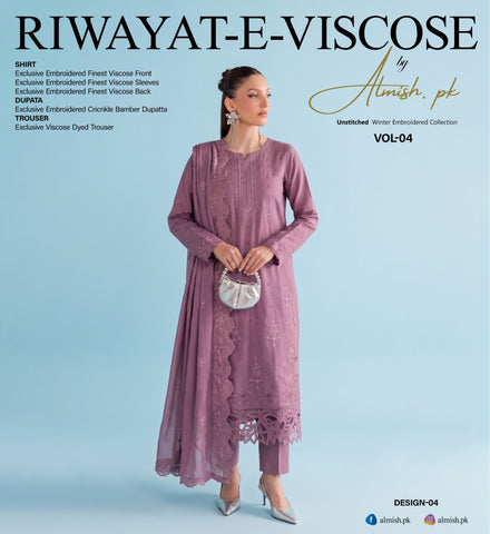 Riwayat-e-Viscose – Winter Embroidered 3-Piece Suit